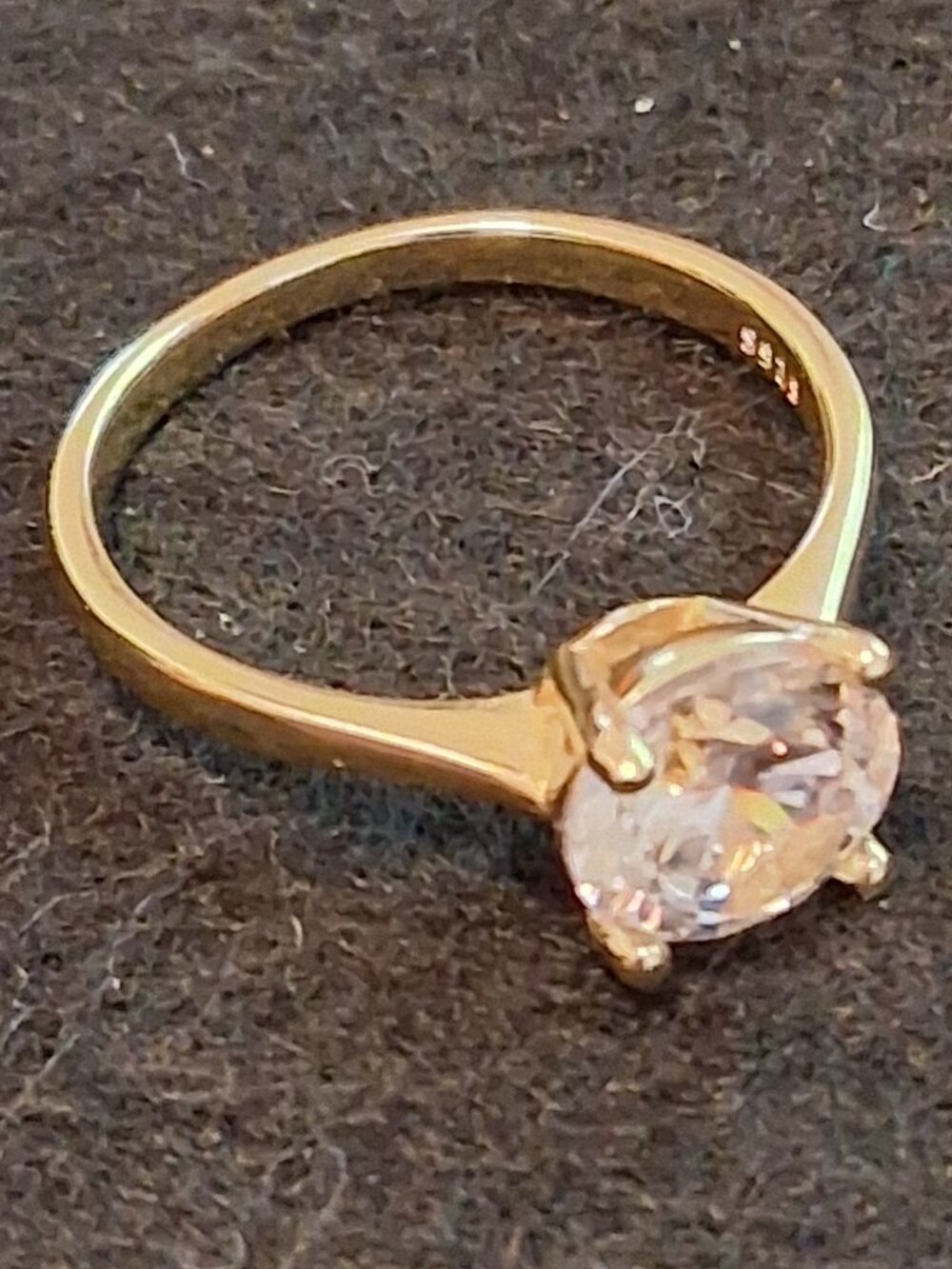 2 CT Round Moissanite Solitaire Ring Yellow Gold Vermeil S925 Size 7 - Picture 7 of 11